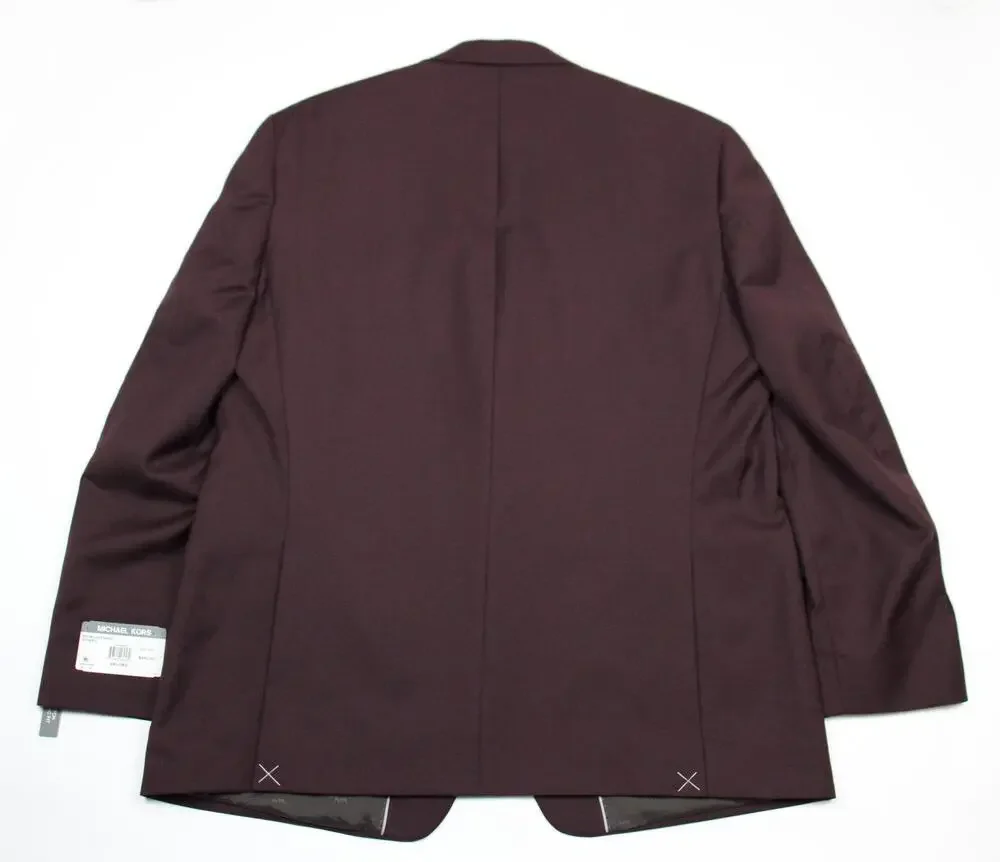 Michael Kors Kidwell Suit Jacket Mens 48 L Burgundy Wool Stretch Classic Fit